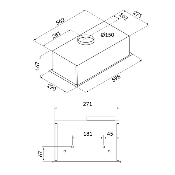 Okap do zabudowy MPM-61-OW-01