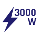 Błyskawica z napisem: 3000 W.
