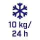 Płatek śniegu i napis 10 kg / 24 h.